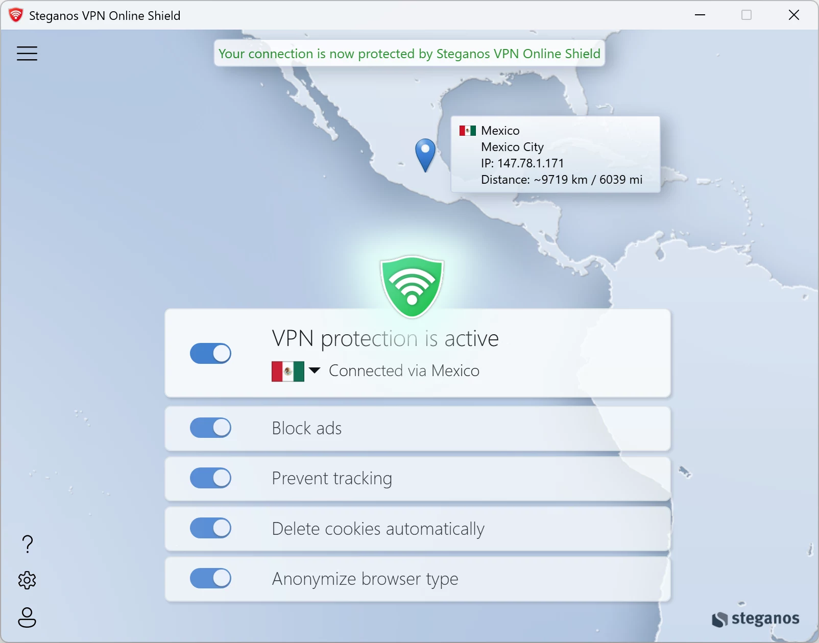 Steganos VPN Online Shield &ndash; Windowsアプリの4つの保護スイッチ