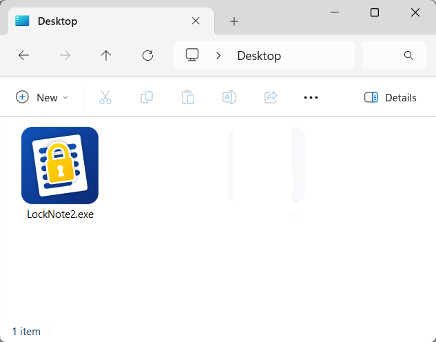 LockNote jako pojedynczy plik programu na pulpicie